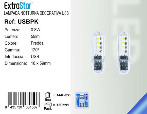 LAMPADA NOTTURANA USB A LED PORTABILE 0.8W 59LM 6500K