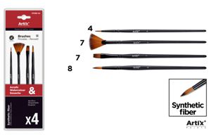 SET DI 4 PENNELLI ASSORTITI MANICO CORTO ARTIX