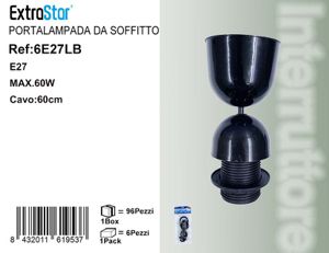 PORTALAMPADA DA SOFFITTO IN PLASTICA NERO