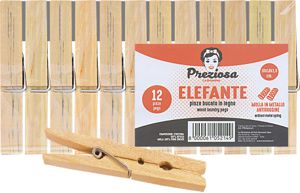 PINZE BUCATO LEGNO ELEFANTE 12 PZ 10X1,4X1,2 CM