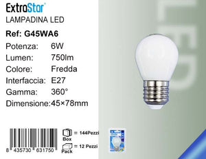 LAMPADINA LED E27 6W 750LM LUCE FREDDA