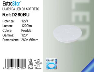 LAMPADA LED DA SOFFITTO 12W 1200LM 6500K