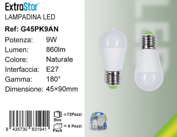 LAMPADINA LED E27 9W 860LM 2PZ 4200K