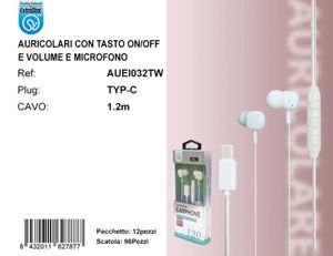 AURICOLARI PER CELLULARI TYPEC COLORE BIANCO