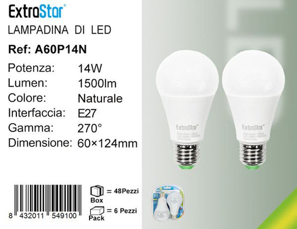 LAMPADINA LED E27 14W 1500LM 4200K  2PZ