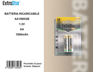 PILA RICARICABILE STILO BLISTER 2UN AA1500