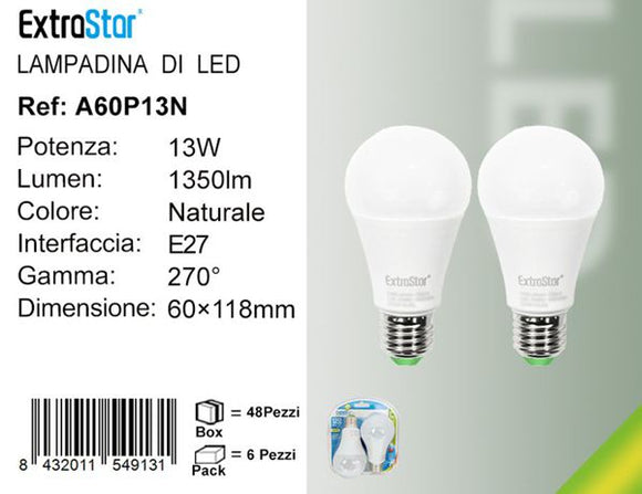 LAMPADINA LED E27 13W 1350LM 4200K  2PZ