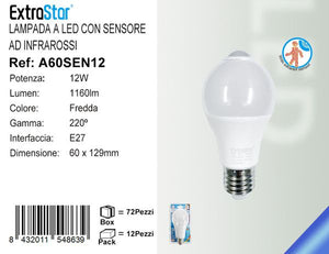 LAMPADINA LED CON SENSORE AD INFRAROSSI 12W 1160LM 6500K