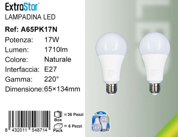 LAMPADINA LED E27 17W 1710LM 4200K 2PZ