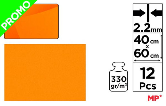 MP FELTRO 60*40CM 330G SP 2.2MM 12F ARANCIONE FLUO