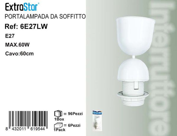 PORTALAMPADA DA SOFFITTO IN PLASTICA BIANCO