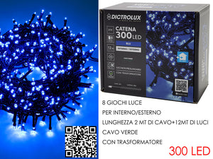 300 LUCI LED BLU X ESTERNO PROGRAMMABILE