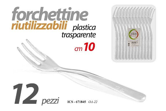 ICS/12 PZ FORCHETTINE PLASTICA 10CM OA22