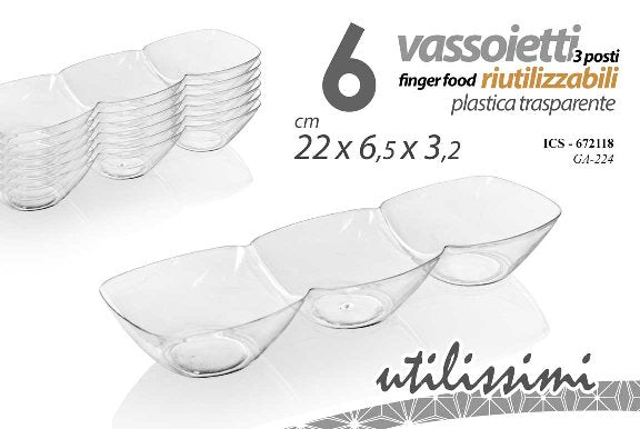 ICS/6 VASSOI 22X6,5X3,2CM PLAST. GA224