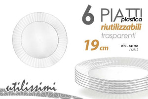 WSI/6 PIATTI PLAS.TRASP. 19CM 142512