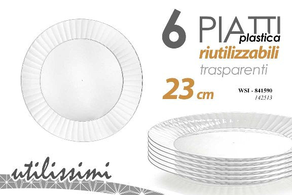 WSI/6 PIATTI PLAST.TRAS. 23CM 142513