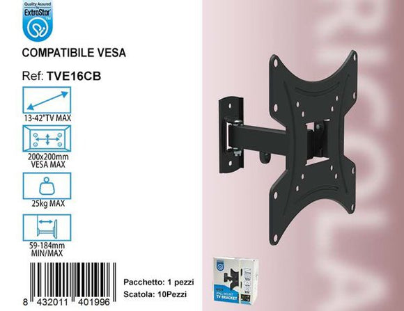 SUPPORTO TV INCLINABILE DA 13-42 200*200MM 25KG