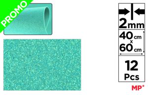 GOMMA EVA GLITTER 40X60CM TURCHESE FLUO. MP