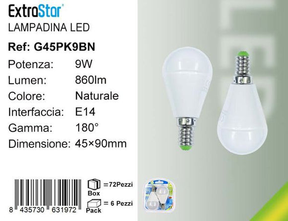 LAMPADINA LED E14 9W 860LM 2PZ 4200K