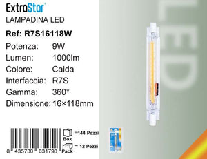 LAMPADINA A LED R7S 9W 1000LM 3000K