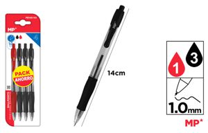MP PENNE SFERA A SCATTO 1.0MM 4PZ 1*R/3*N