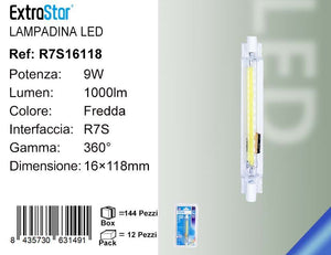 LAMPADINA A LED R7S 9W 1000LM 6500K