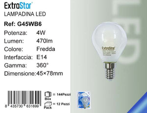 LAMPADINA LED E14 4W 470LM LUCE FREDDA