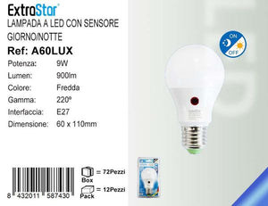 LAMPADINA LED CON SENSORE GIORNO/NOTTE 9W 6500K