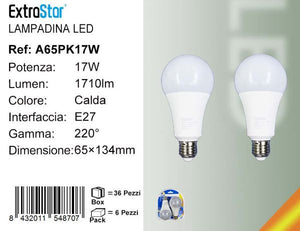 LAMPADINA LED E27 17W 1710LM 3000K 2PZ