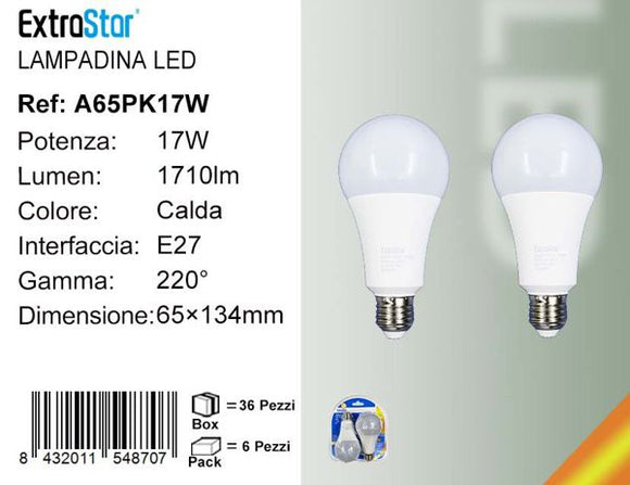 LAMPADINA LED E27 17W 1710LM 3000K 2PZ