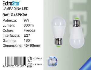 LAMPADINA LED E27 9W 860LM 2PZ 6500K