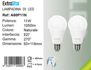 LAMPADINA LED E27 11W 1050LM 4200K  2PZ