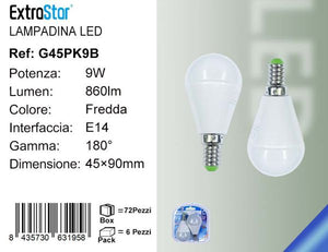 LAMPADINA LED E14 9W 860LM 2PZ 6500K