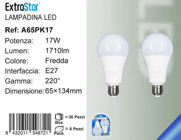 LAMPADINA LED E27 17W 1710LM 6500K 2PZ