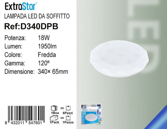 LAMPADA LED DA SOFFITTO 18W 1950LM 6500K