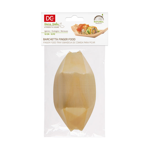 DC CASA BARCHETTA LEGNO FINGER FOOD 12CM 12PZ