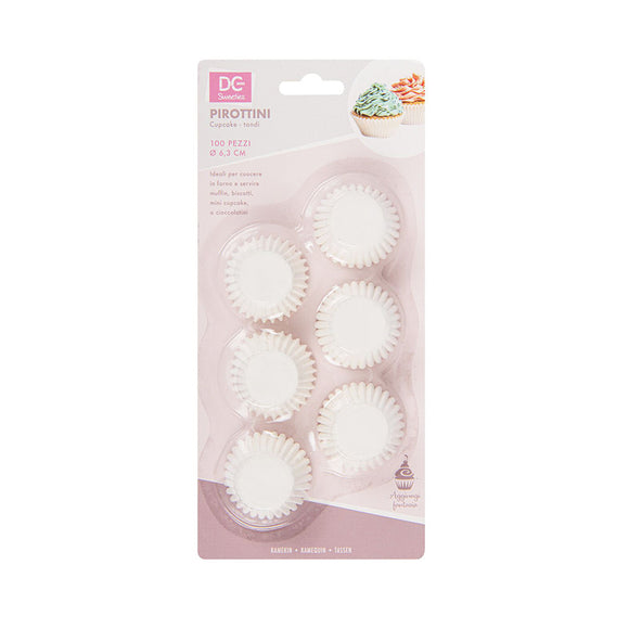 DC CASA PIROTTINO CARTA CUPCAKE 6.3CM 100PZ BIANCO