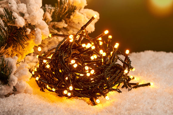 GHIRLANDA SOLARE 200 LED BIANCO CALDO 20M