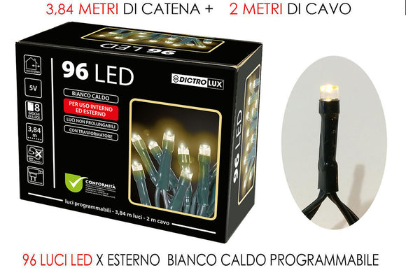 96 LUCI LED BIANCO CALDO X ESTERNO  PROG