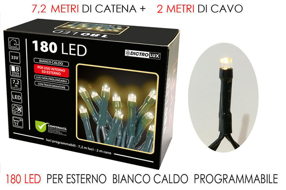 180 LUCI LED BIANCO CALDO X EST. PRO