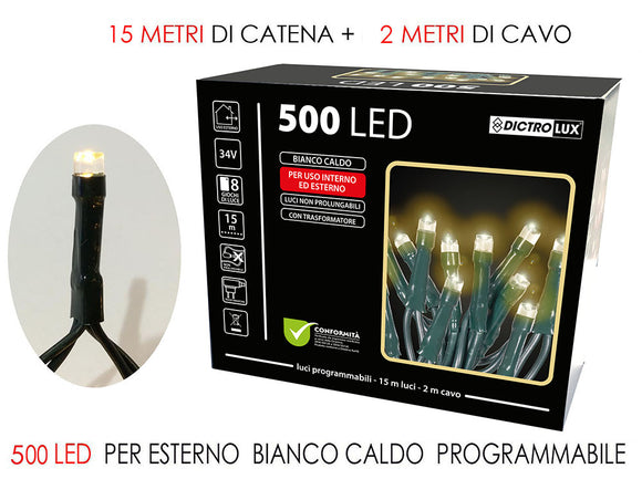 500 LUCI LED BIANCO CALDO  X EST. PROGR
