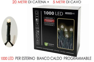 1000 LUCI LED BIANCO CALDO X EST.  PROGR