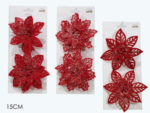 SET 2 FIORI INNEVATI ROSSO 3ASS.