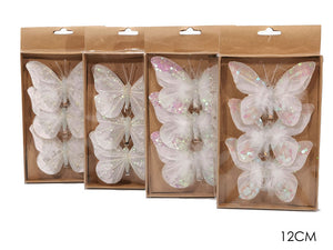 SET 3 FARFALLE C/MOLL 12CM BIANCO 4ASS