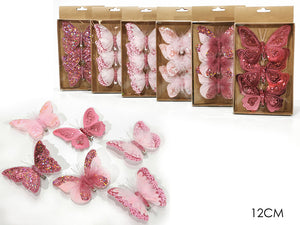 SET 3 FARFALLE C/MOLL 12CM ROSA 6ASS