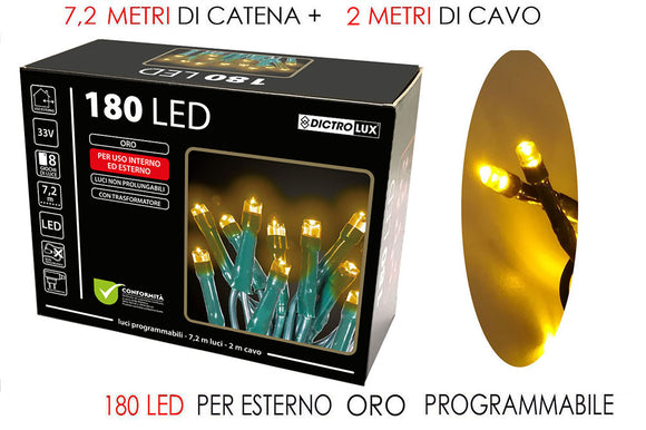 180 LUCI LED ORO X EST. PROGRAMMABILI