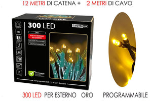 300 LUCI LED ORO X EST. PROGRAMMABILI