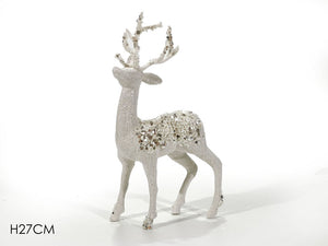CERVO 27CM C/PAILLETTES BIANCO