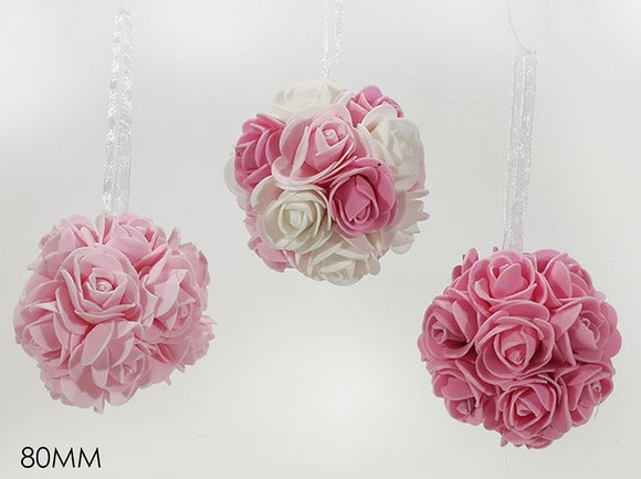 PALLA 80MM C/ROSE ROSA 3ASS