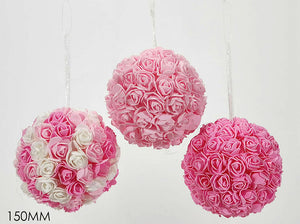 PALLA 150MM C/ROSE ROSA 3ASS